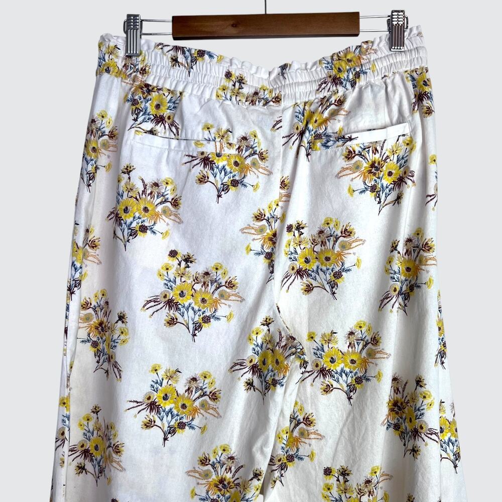 Happy X Nature 100% Cotton Wide Leg Relaxed Off White with Floral Print W's Med. - Picture 5 of 13